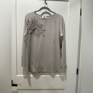 Dainty Jewells polyester gray long sleeve top size xl